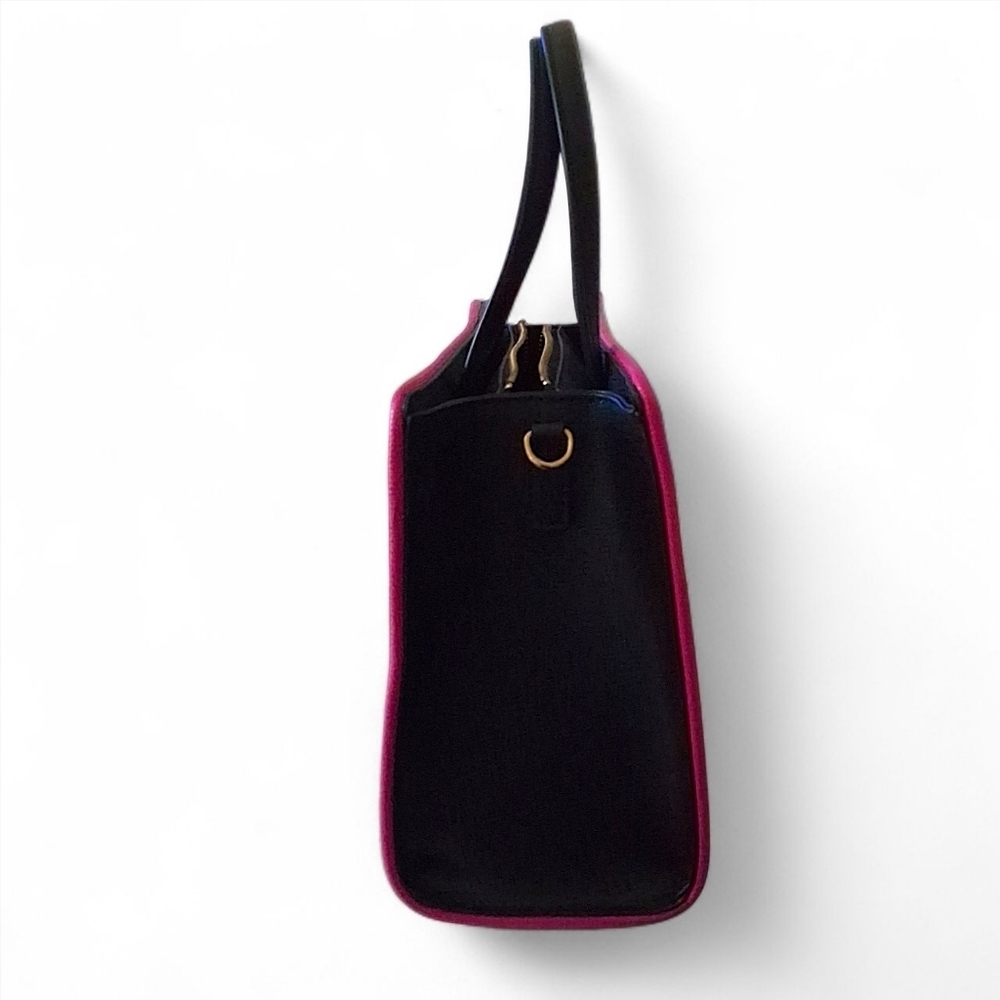Karl Lagerfeld Paris Signature Hearts Satchel Crossbody โ Black/Fuchsia - Picture 3 of 15